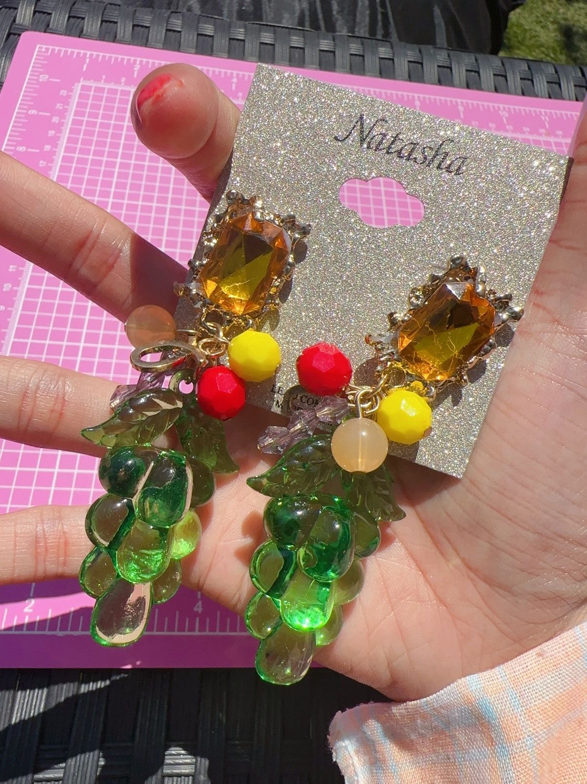 Designer Natasha light weight Multicolor fruit Beads Plastic grape Size ONE SIZE - 4 Thumbnail
