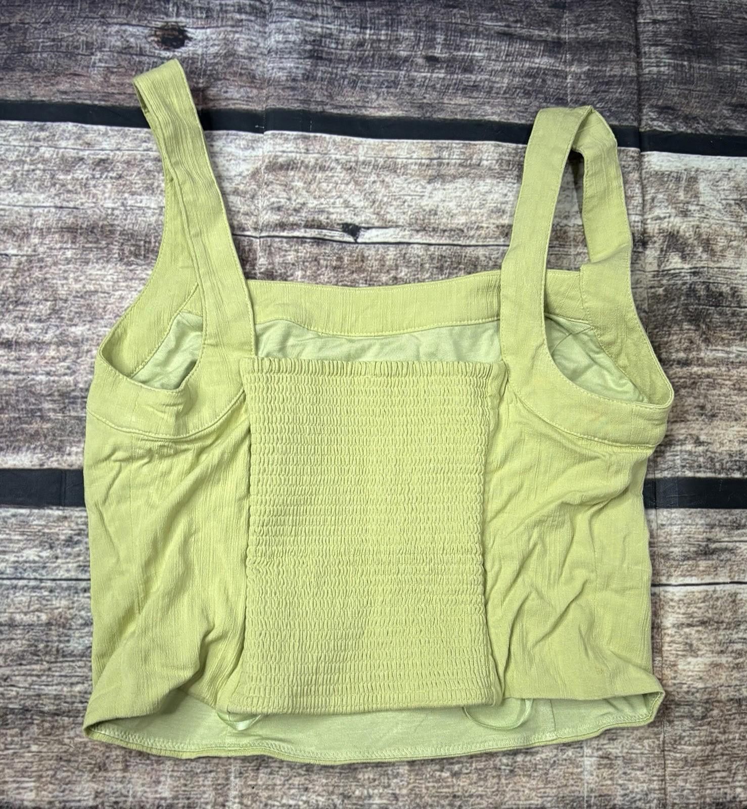 Free People Free People Tank Top Womens XS Viscose Green Ruched Size XS / US 0-2 / IT 36-38 - 3 Thumbnail
