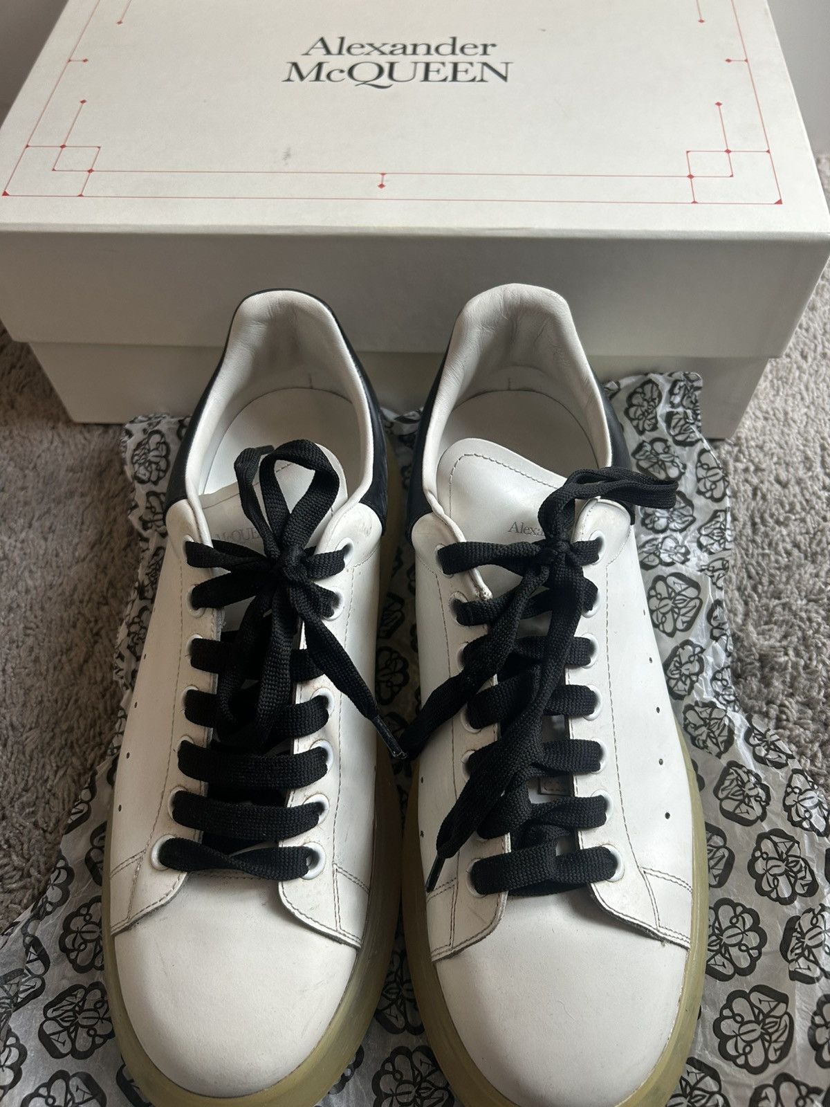 Alexander McQueen Alexander McQueen B&W Transparent Sole Sneakers Size US 10.5 / EU 43-44 - 1 Thumbnail