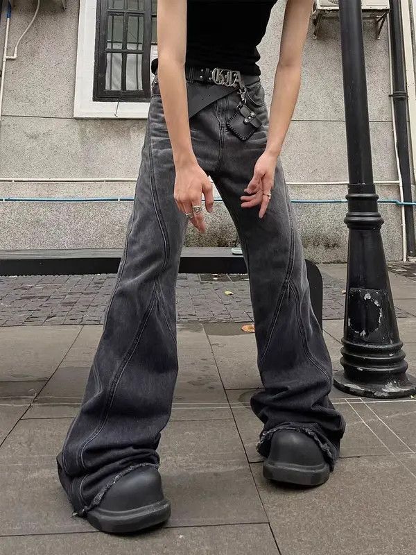 VIBE Retro distressed washed heavyweight raw edge jeans Size US 32 / EU 48 - 5 Thumbnail