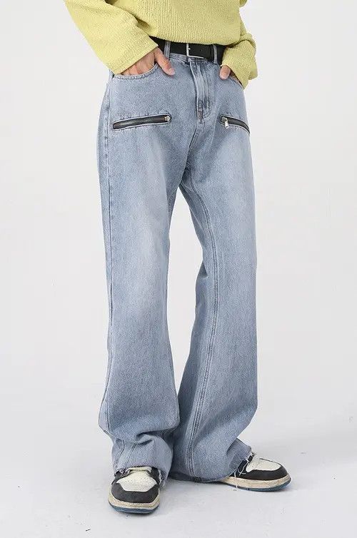 Japanese Brand Washed distressed men's zipper flared jeans Size US 32 / EU 48 - 3 Thumbnail