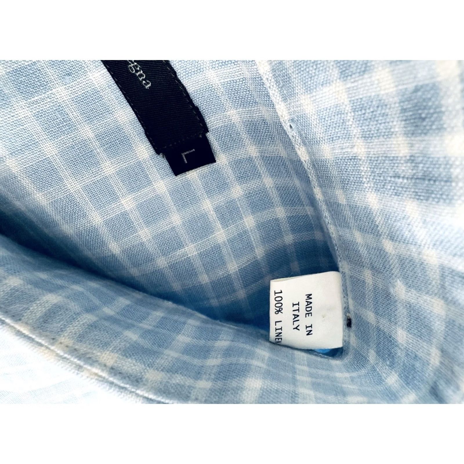 Ermenegildo Zegna Ermenegildo Zegna Linen Plaid Shirt L Men Blue White Button-Up Long Sleeve EXCELLENT Size US L / EU 52-54 / 3 - 5 Thumbnail