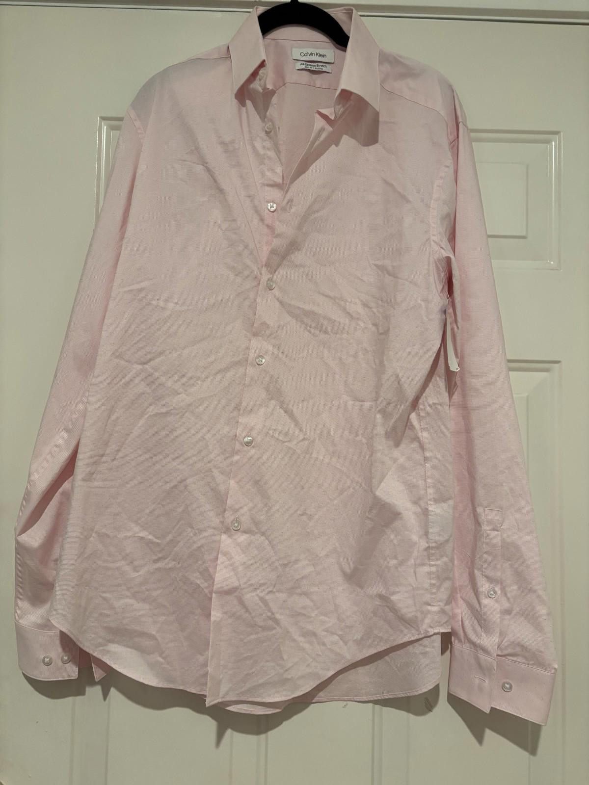 Designer Mens Calvin Klien pink button down long sleeve shirt #341 Size US M / EU 48-50 / 2 - 1 Thumbnail