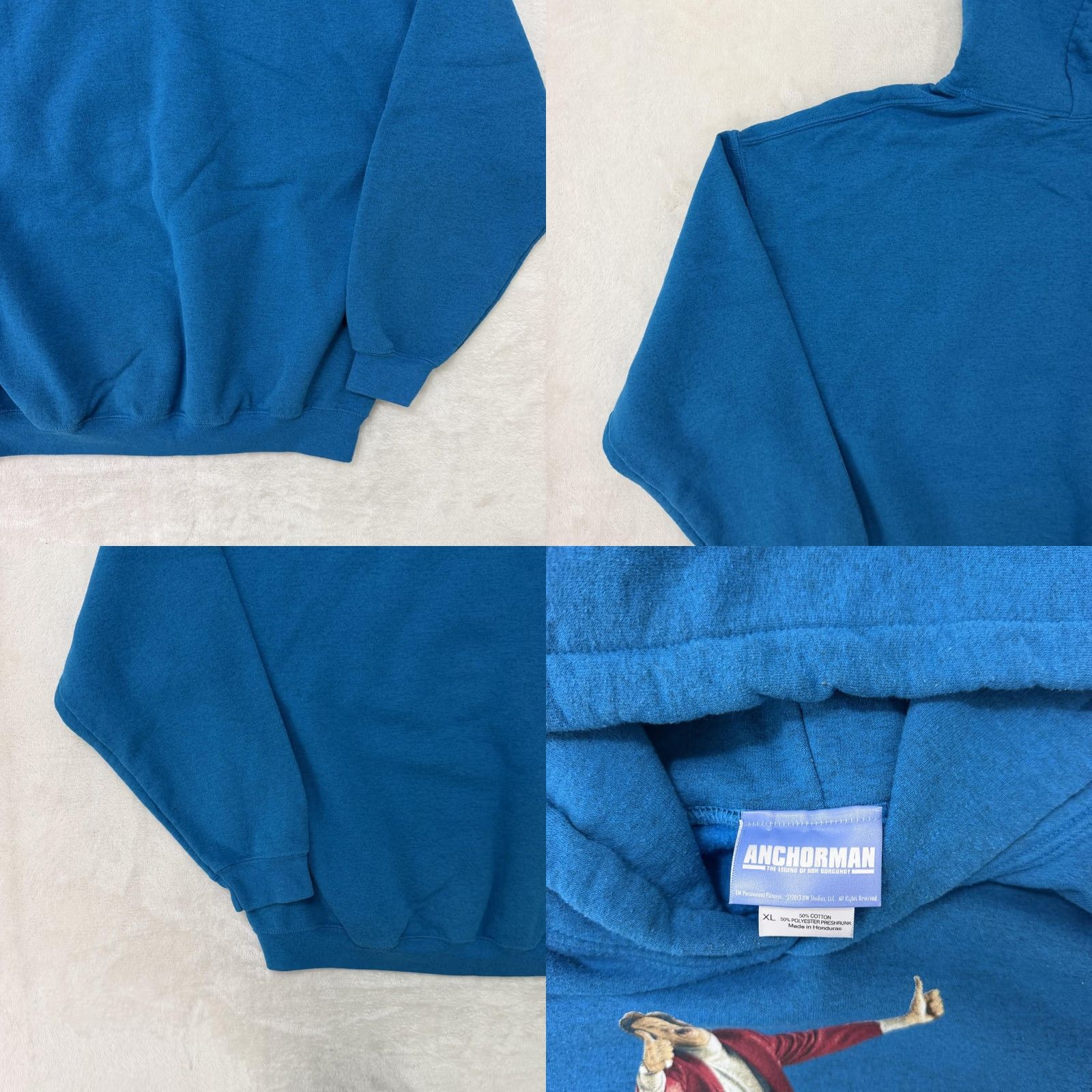 Vintage Anchorman Hoodie Mens XL Blue Ron Burgundy Graphic Print Fleece Pullover Sweatshirt Size US XL / EU 56 / 4 - 9 Thumbnail