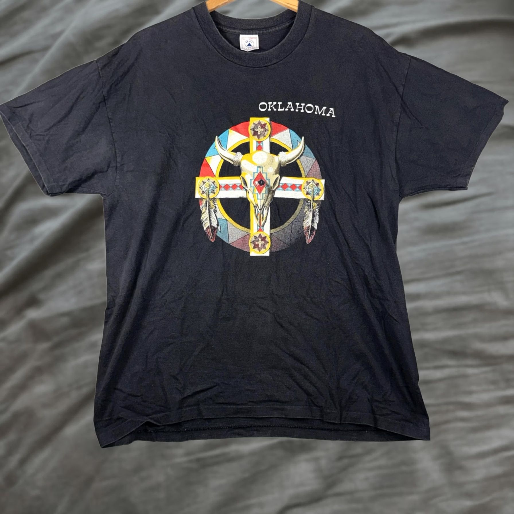 Delta VINTAGE Delta Oklahoma Shirt Mens XL Black Western Skull Graphic Tee USA Size US XL / EU 56 / 4 - 1 Thumbnail