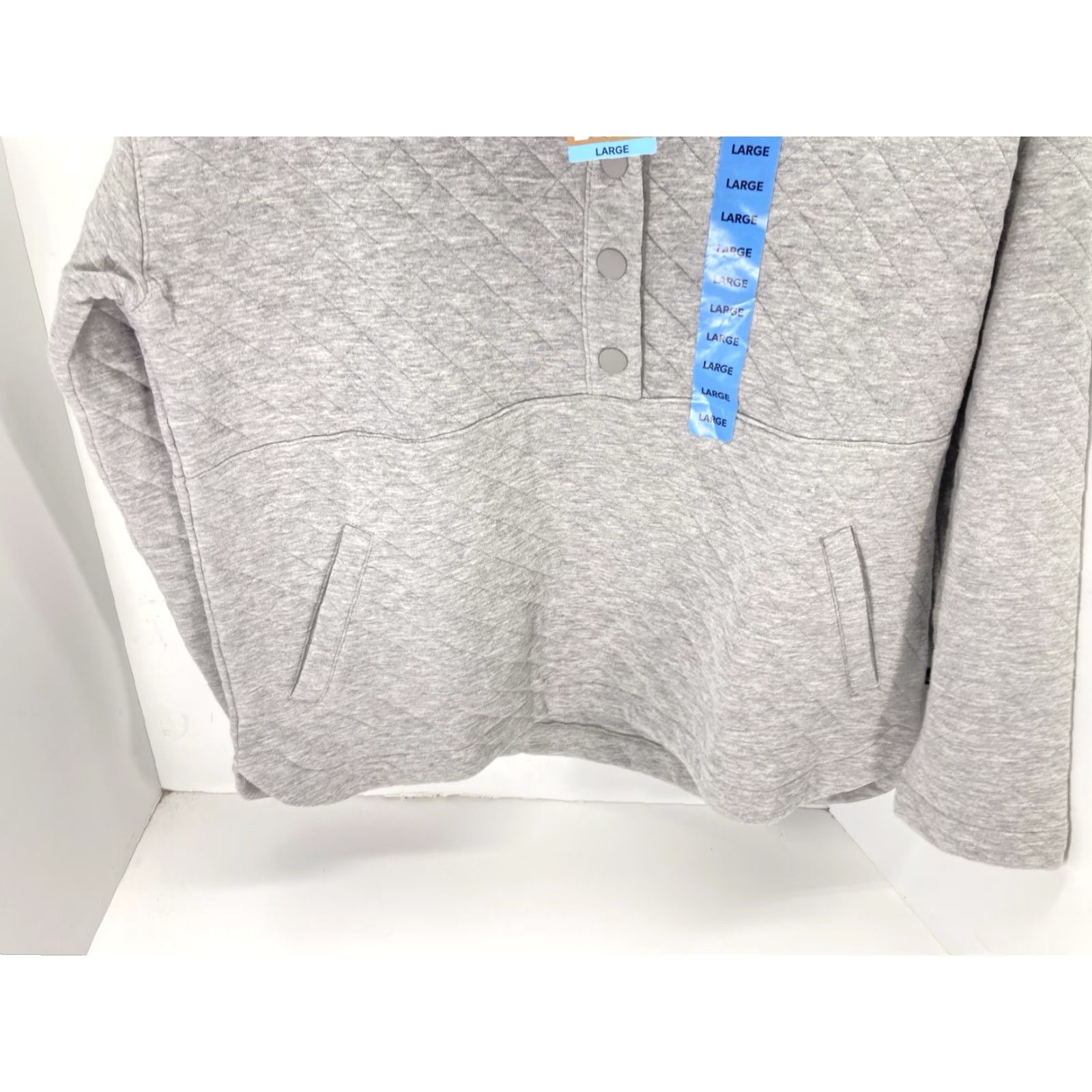 Eddie Bauer Eddie Bauer Quilted Sweater Women Large Gray Long Sleeve Pullover Cotton Blend Mock Neck Size L / US 10 / IT 46 - 3 Thumbnail