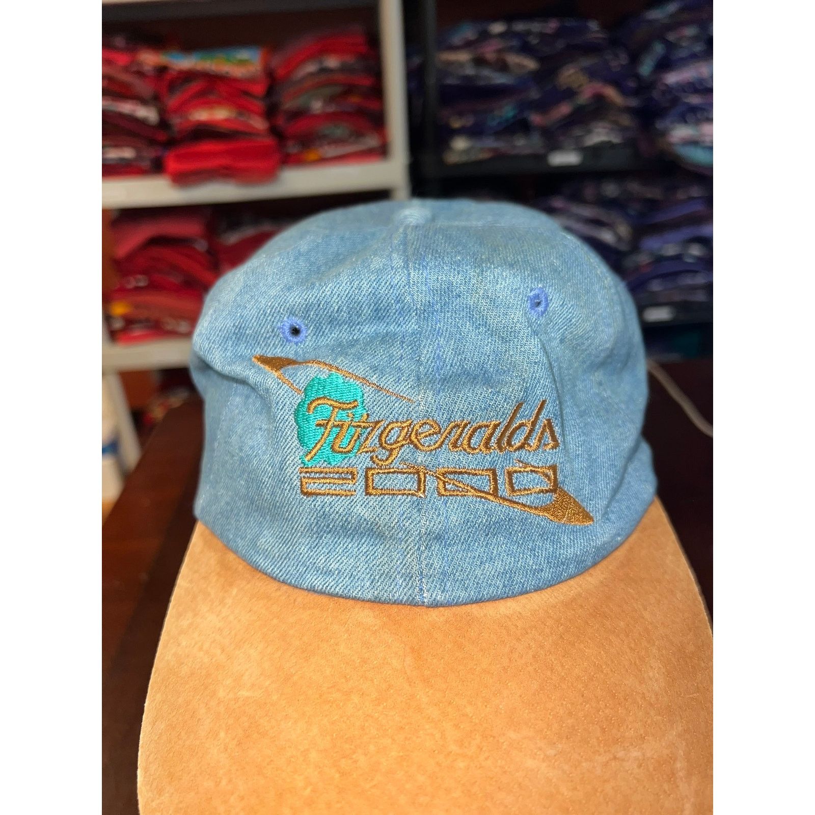 Vintage Vintage Fitzgeralds Hat 2000 Denim Cap Headwear Black Hawk Size ONE SIZE - 2 Thumbnail