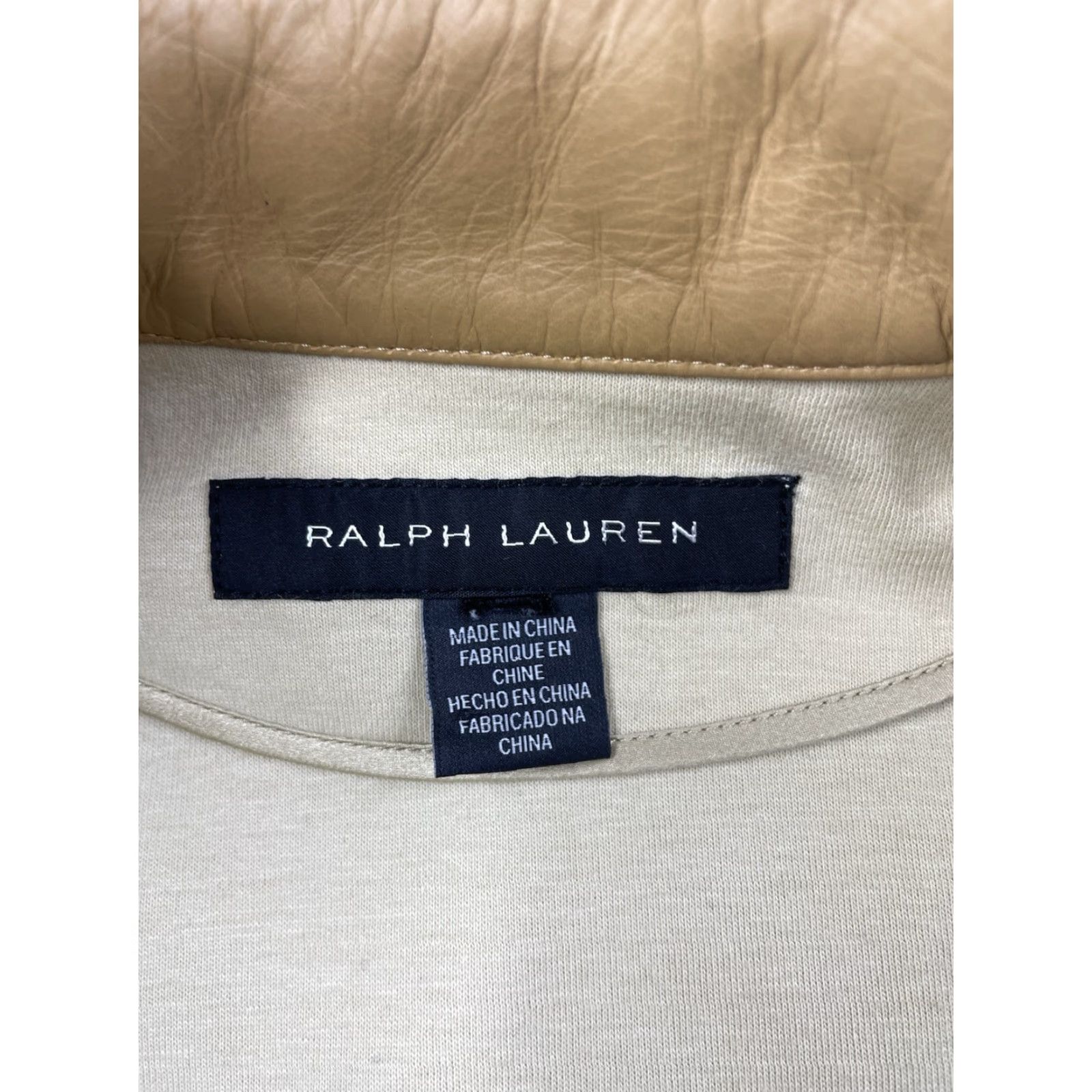 Ralph Lauren VINTAGE Ralph Lauren Black Label Jacket Women 6 Beige Leather Cafe Racer Motorcycle Coat Size M / US 6-8 / IT 42-44 - 2 Thumbnail