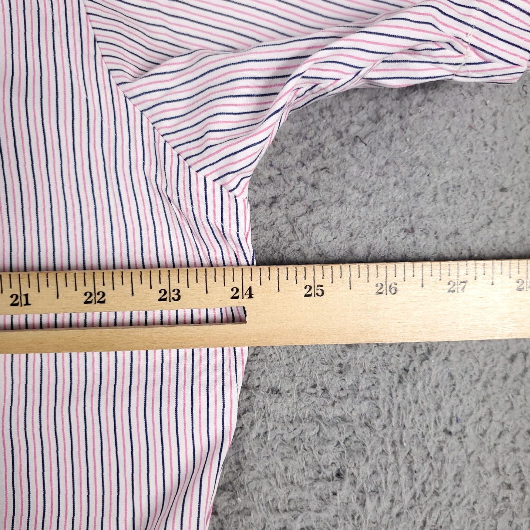 Ralph Lauren Ralph Lauren Dress Shirt Mens 17 Pink Blue Striped Short Sleeve Button-Down Collared 100% Cotton Regular Size 17 Neck Men’s Shirt Size 46R - 5 Thumbnail