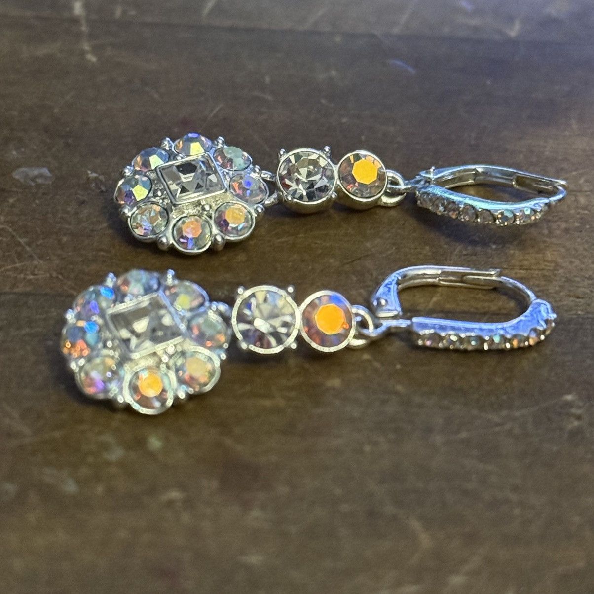 Givenchy Givenchy silver tone AB crystal flower drop earrings Size ONE SIZE - 6 Thumbnail