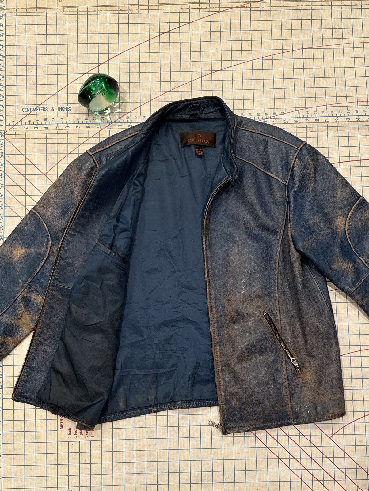 Danier Vintage Danier Cafe Racer Style Leather Jacket Cracking Blue Size US XL / EU 56 / 4 - 5 Thumbnail
