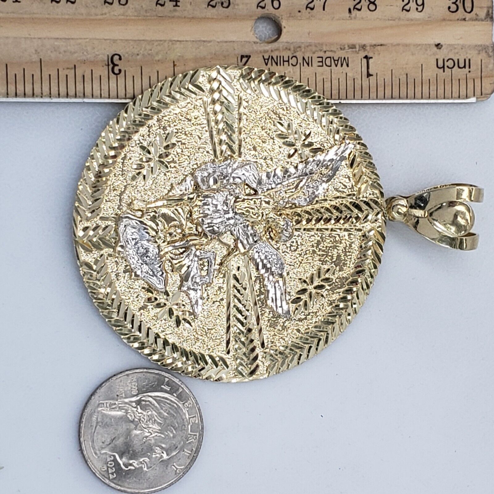 Other Solid 14k Gold saint Michael Pendant Charm Heavy Size ONE SIZE - 17 Thumbnail
