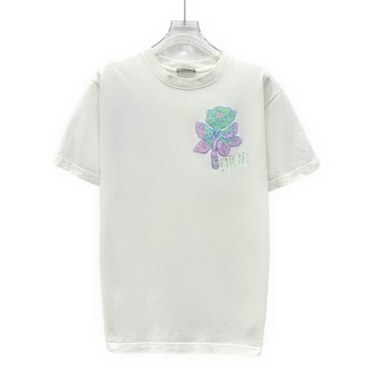 Dior Dior White Floral Flocked Short Sleeve T-shirt K26WX Size S / US 4 / IT 40 - 1 Thumbnail