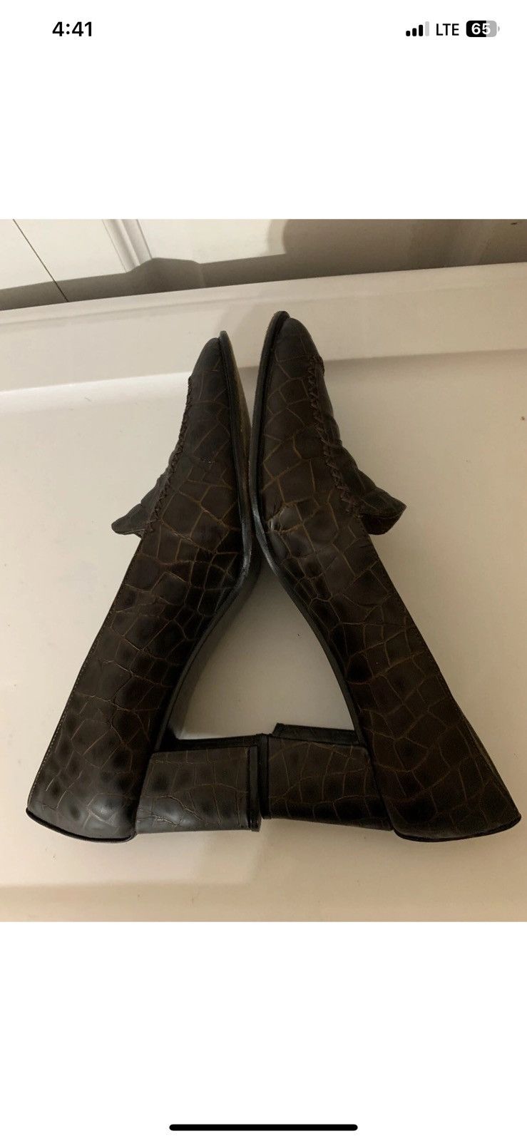 Stuart Weitzman Stuart weitzman womens sz 8.5AA croc print chocolate heels Size US 8.5 / IT 38.5 - 9 Thumbnail