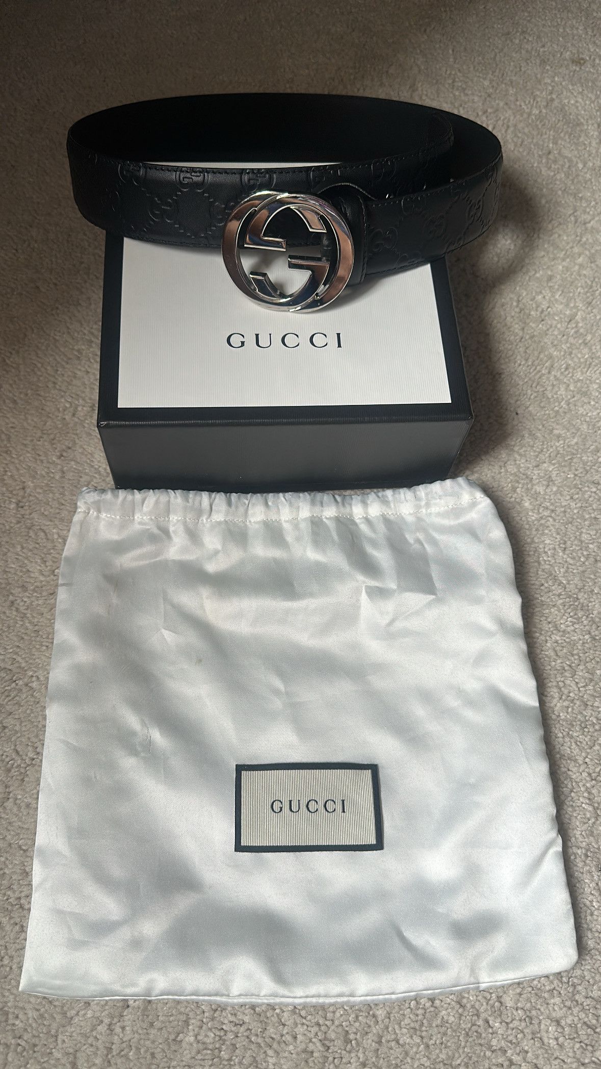 Gucci Gucci Belt with Interlocking G buckle Size 32 - 2 Thumbnail