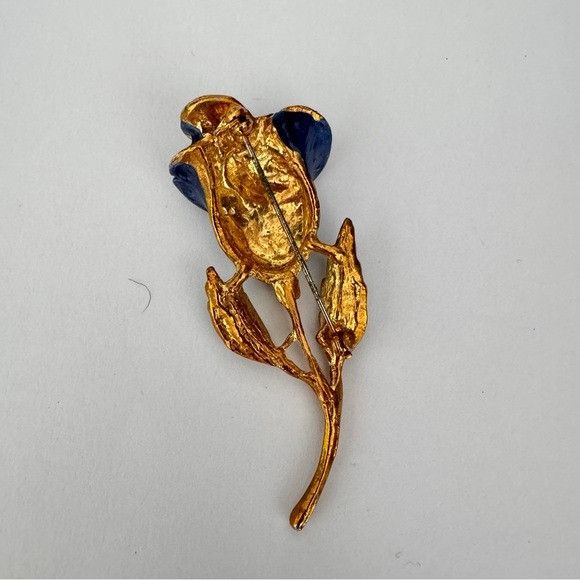 Other Vintage Blue Rose Gold Tone Brooch Size ONE SIZE - 2 Thumbnail