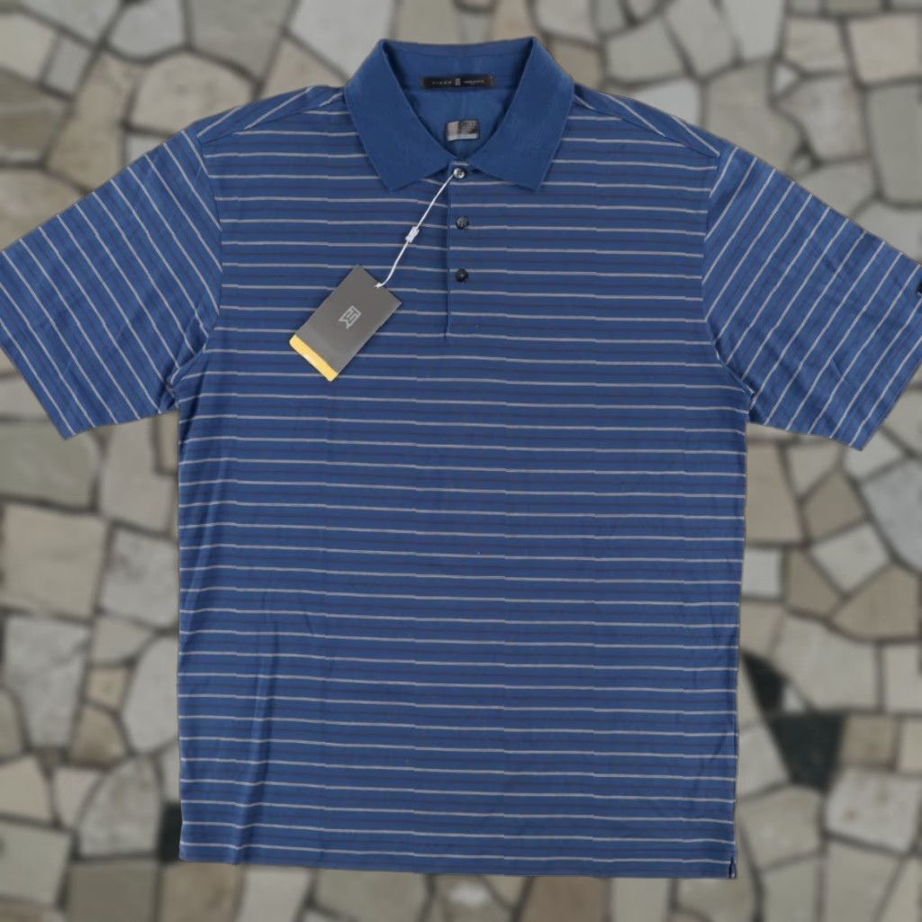 Nike VTG Nike TW Tiger Woods Cotton Blend Striped Polo Shirt Blue Men's M Size US M / EU 48-50 / 2 - 1 Thumbnail