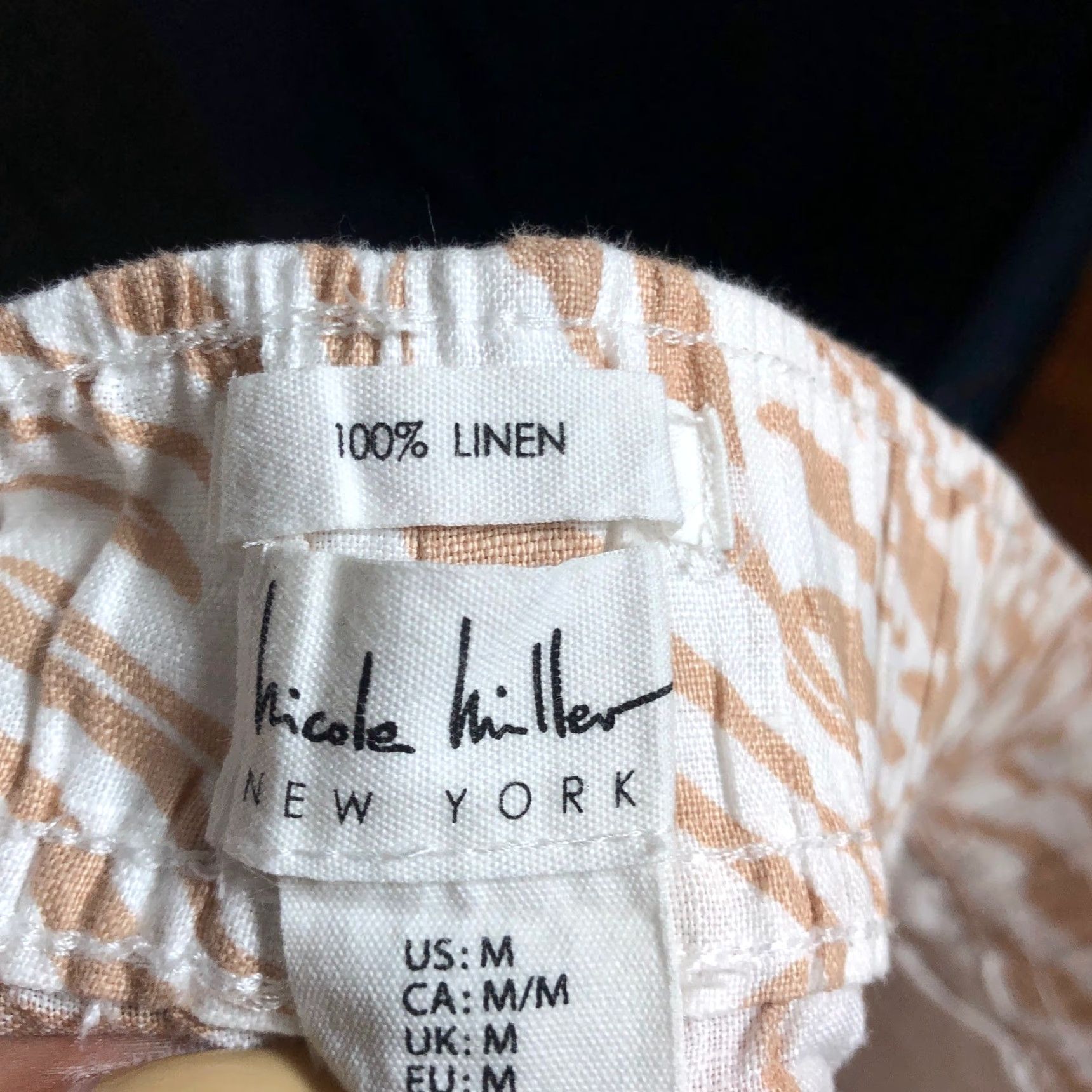 Nicole Miller Nicole Miller Womens Pants White Tan Zebra Print Pull On Capris 100% Linen M Size 29" - 4 Thumbnail