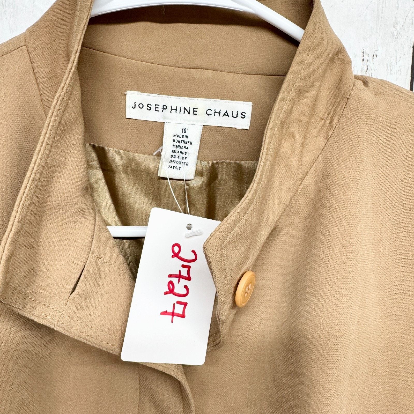Other Josephine Chaus Jacket Size 10 Tan Mock Neck Button Collar Size L / US 10 / IT 46 - 2 Thumbnail