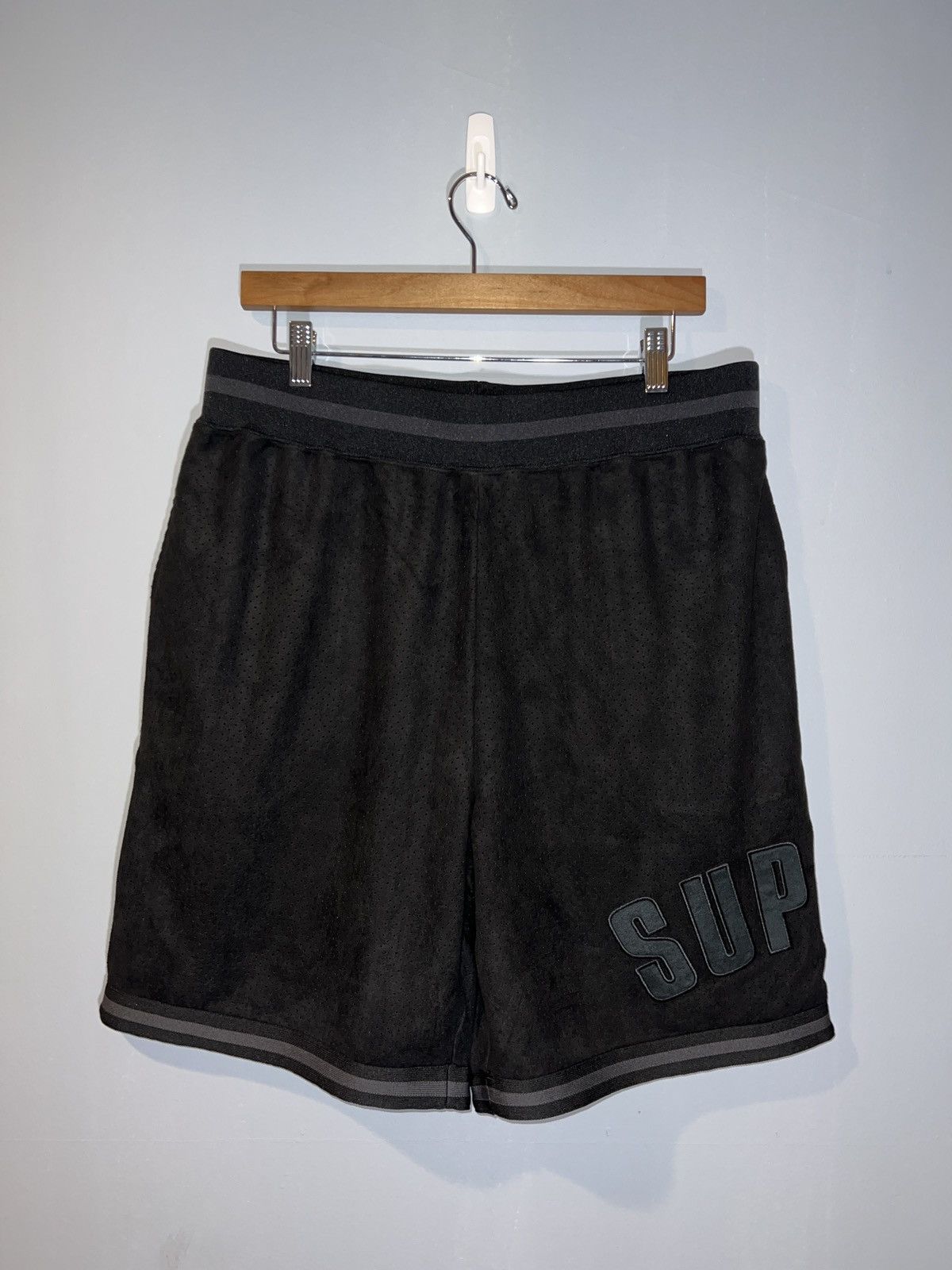 image of Supreme Ultra Suede Mesh Shorts Size M in Black, Men's