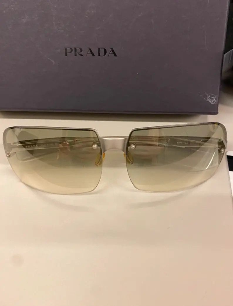 Prada PRADA Sunglasses Rimless Sport Metal Frame Shield Wrap Size ONE SIZE - 2 Thumbnail
