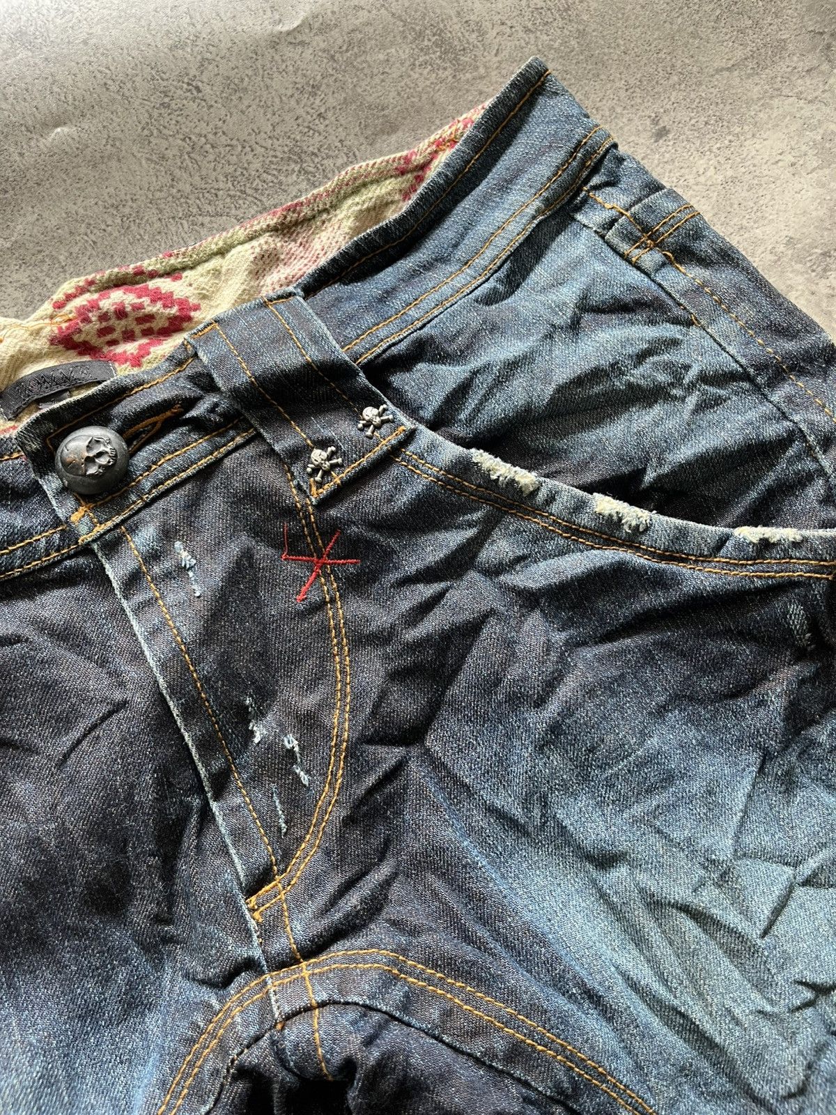 5351 POUR LES HOMMES HOMME Japan Skull Denim – Grunge Style Size US 32 / EU 48 - 7 Thumbnail