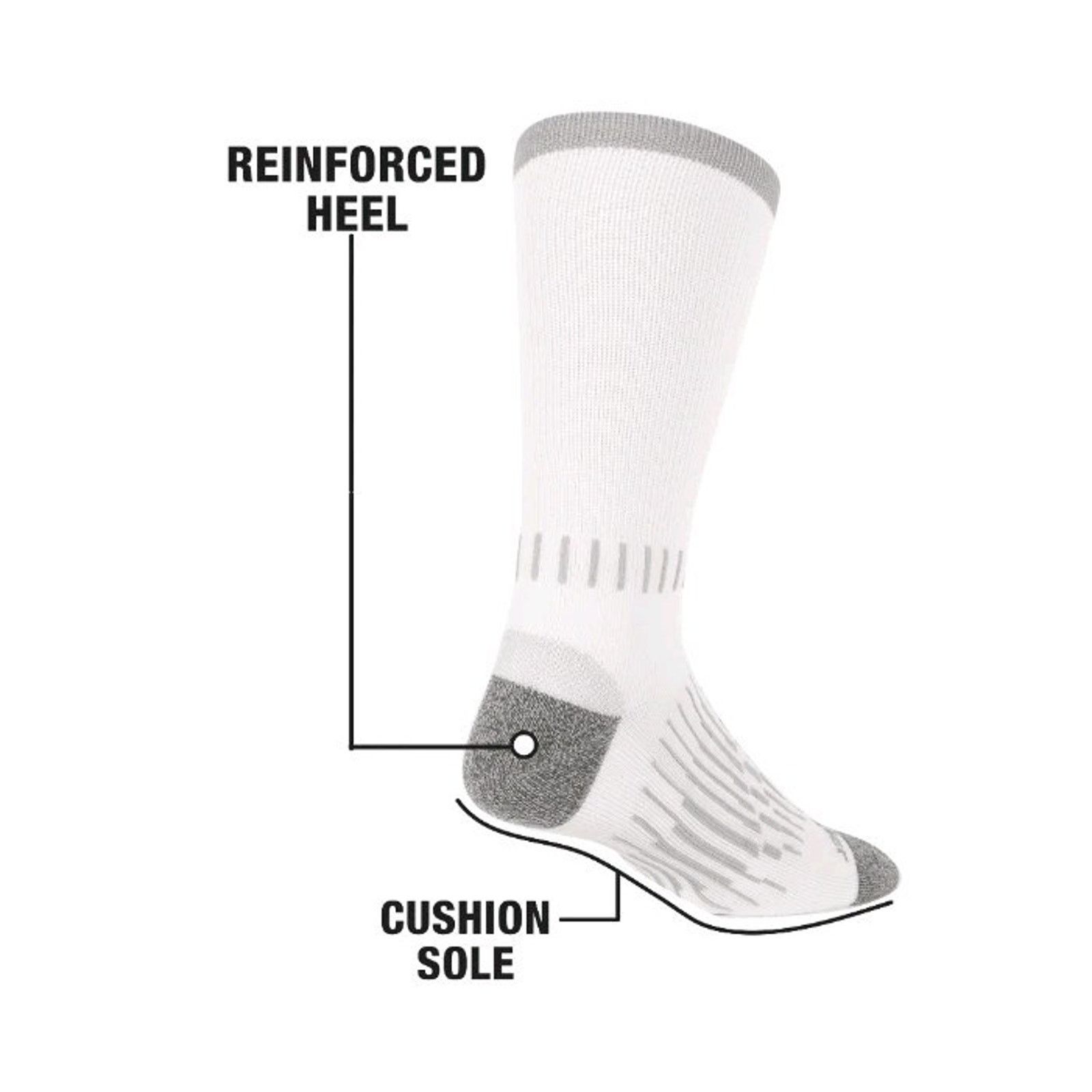 Wrangler Wrangler 6 Pair Mens Work Socks Sz 6-12 Reinforced Toe White Size ONE SIZE - 4 Thumbnail