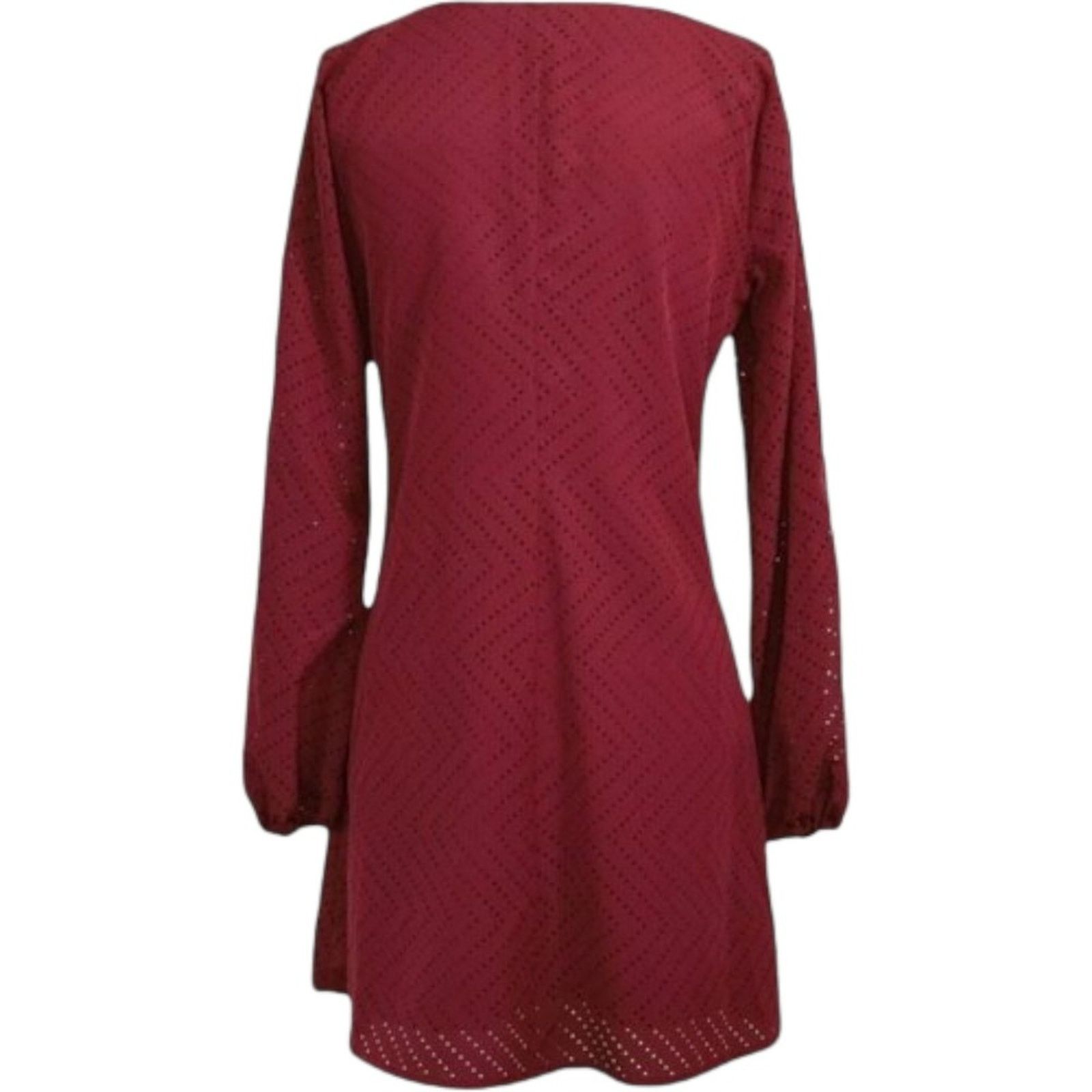 Other Candie's Burgandy Laser-Cut Split-Sleeve Mini Shift Dress, S Size S / US 4 / IT 40 - 4 Thumbnail