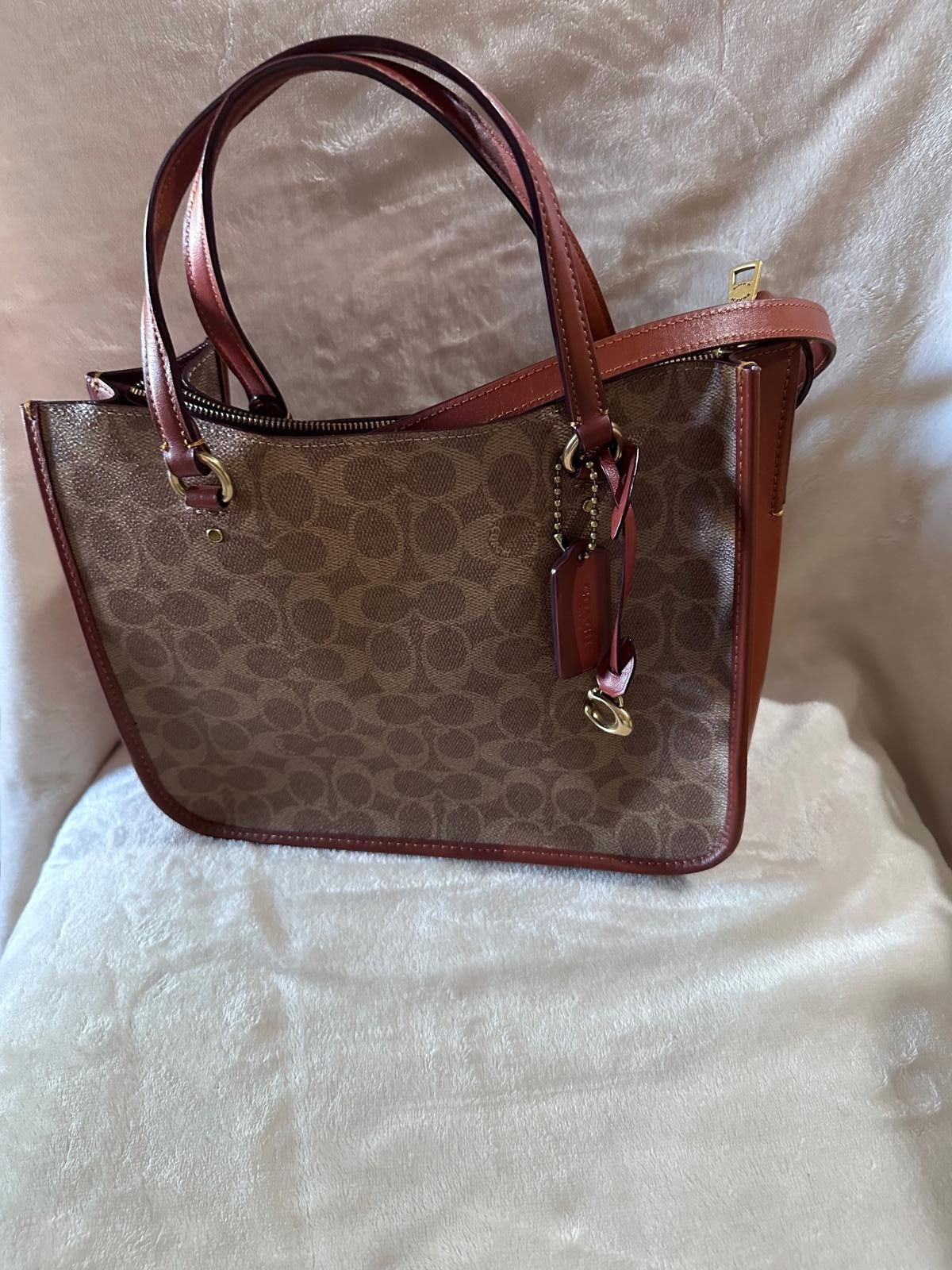 Coach Coach Signature Brown Leather Handbag with Shoulder Strap Size ONE SIZE - 3 Thumbnail