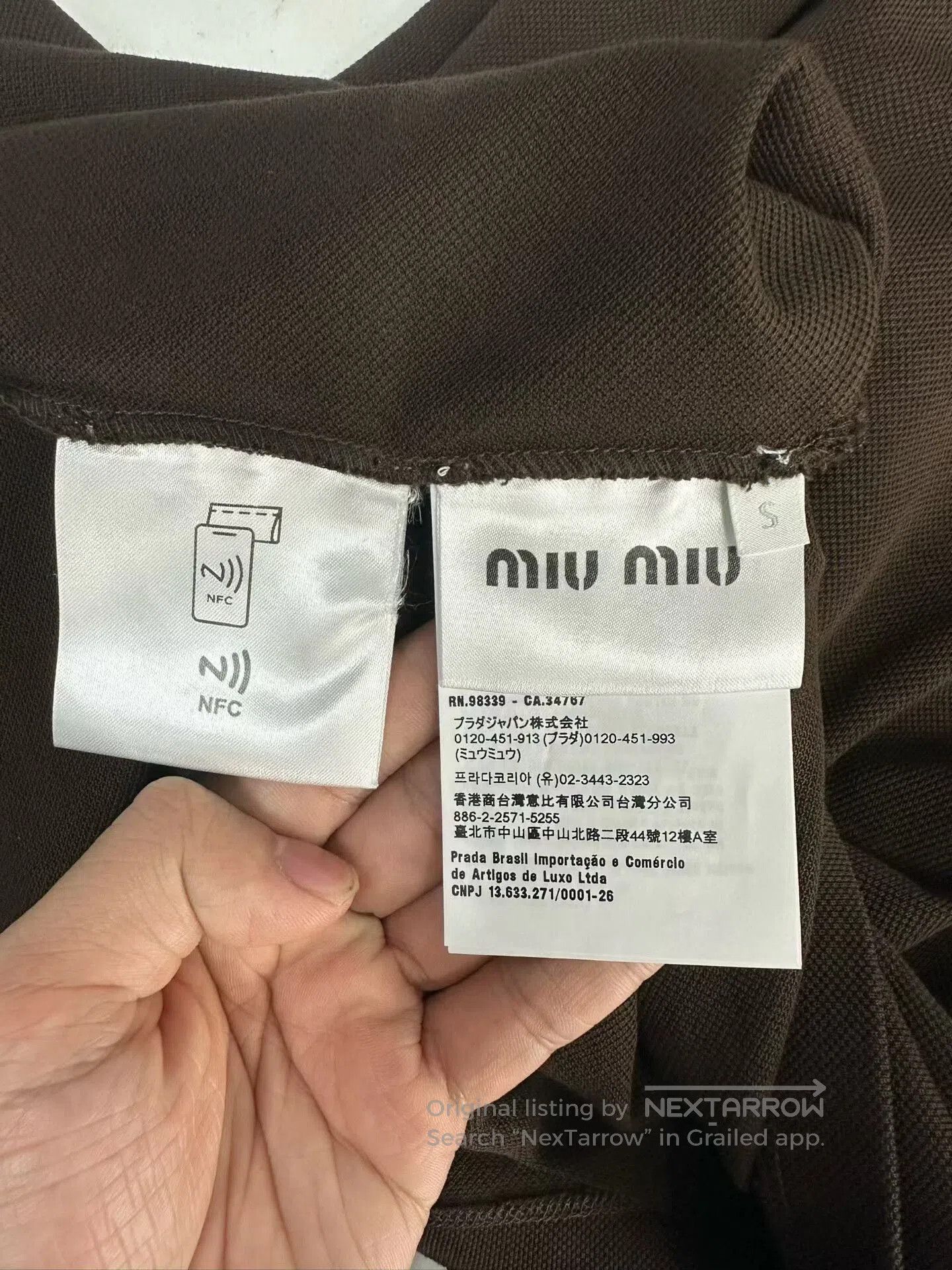 Miu Miu brown embroidered logo long sleeve polo. Size S / US 4 / IT 40 - 4 Thumbnail