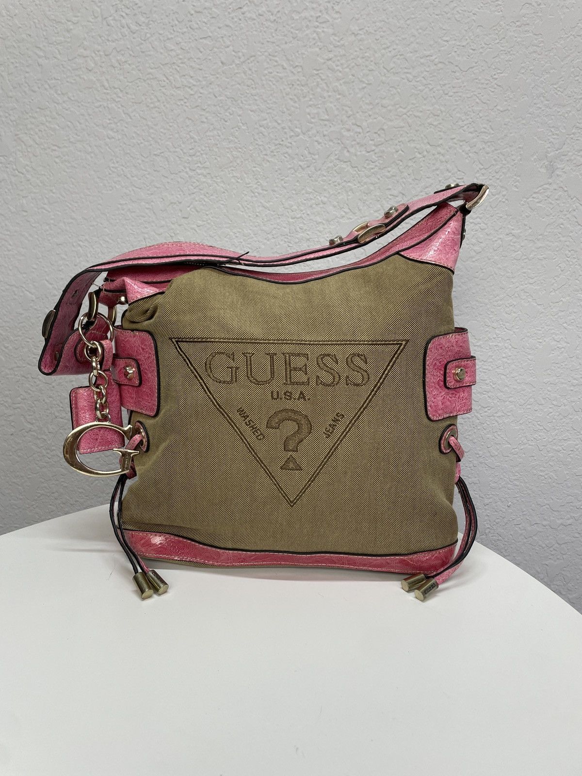 Guess Rare Y2K Vintage Guess Pink Baguette Shoulder Bag Denim Size ONE SIZE - 1 Thumbnail