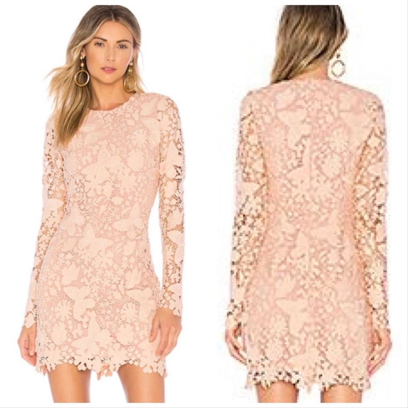 REVOLVE NEW X NBD REVOLVE Pink Blush Lace Sleeve Marco Mini Dress M Size M / US 6-8 / IT 42-44 - 2 Thumbnail