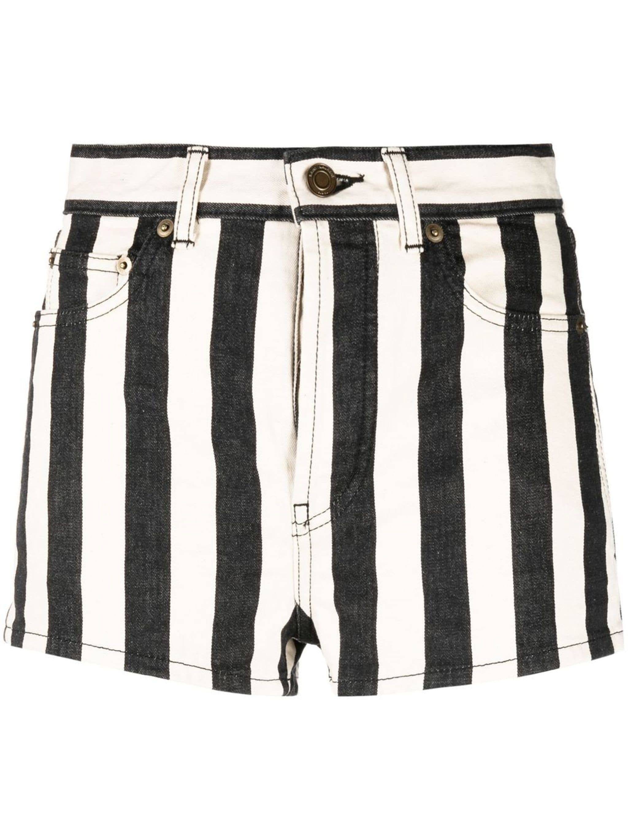 Saint Laurent Paris o1s1wg111024 Slim Fit Shorts in Black/White Size 27" / US 4 / IT 40 - 1 Thumbnail