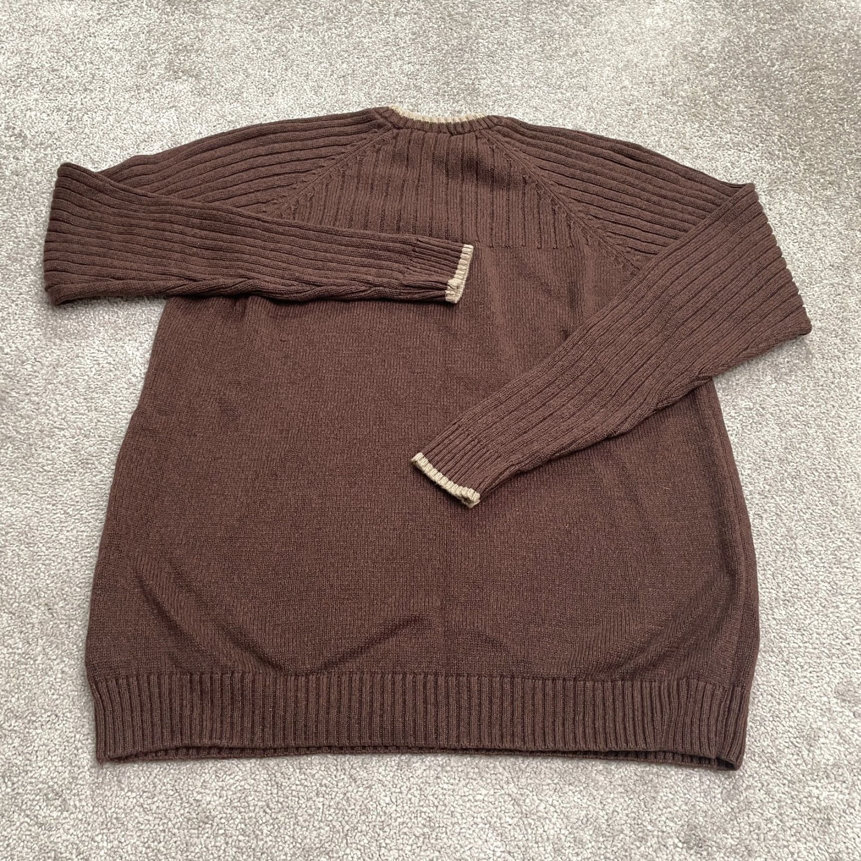 Vintage Columbia Pullover Sweater Mens XL Brown Crew Neck Ribbed Knit 100% Cotton Casual Check Knit Style Tight-Knit Regular Fit Mens Size US XL / EU 56 / 4 - 2 Thumbnail