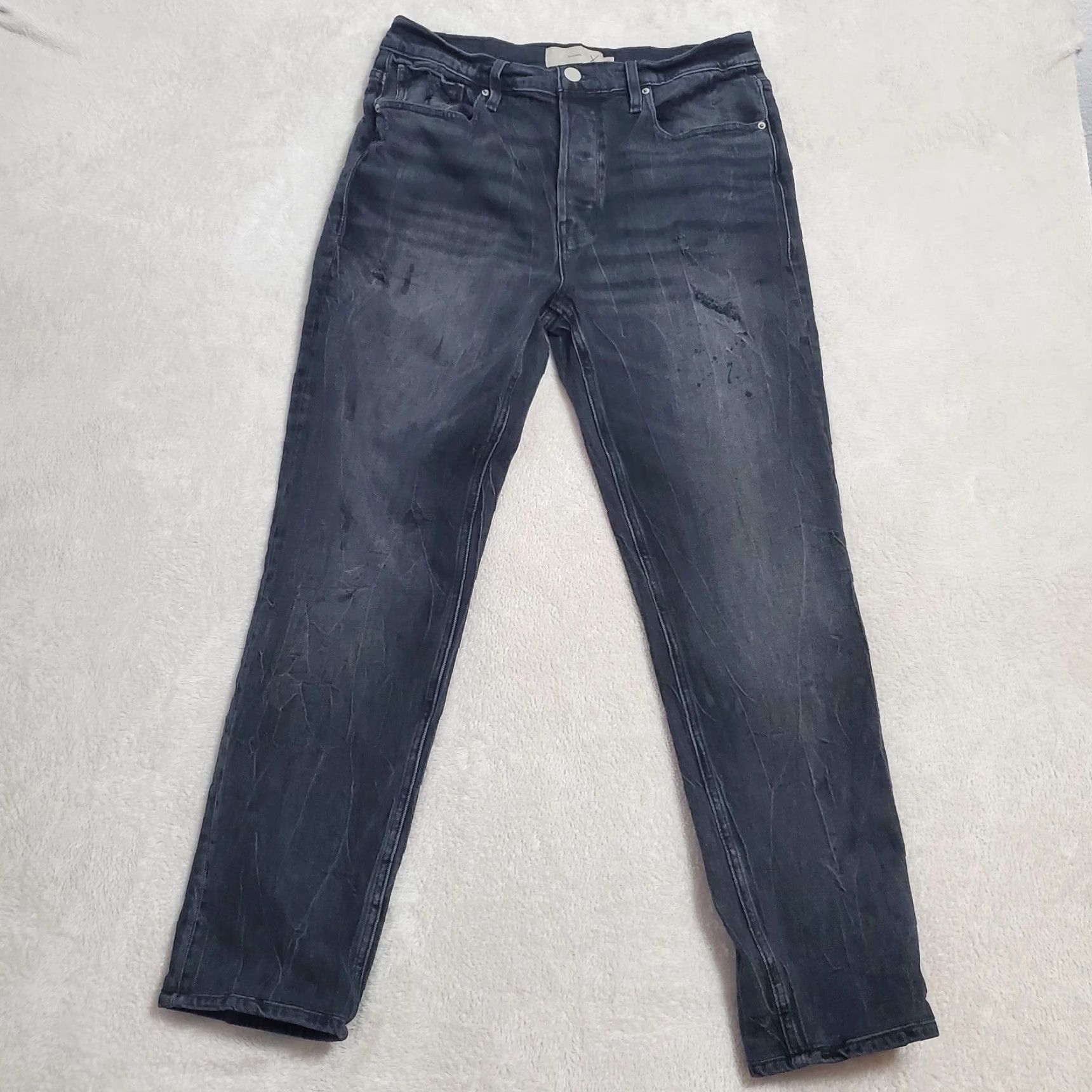 Hudson VINTAGE Hudson Jeans Men 32 Black Reese Onyx Button Fly Straight Leg Denim 32x29 Size US 32 / EU 48 - 2 Thumbnail