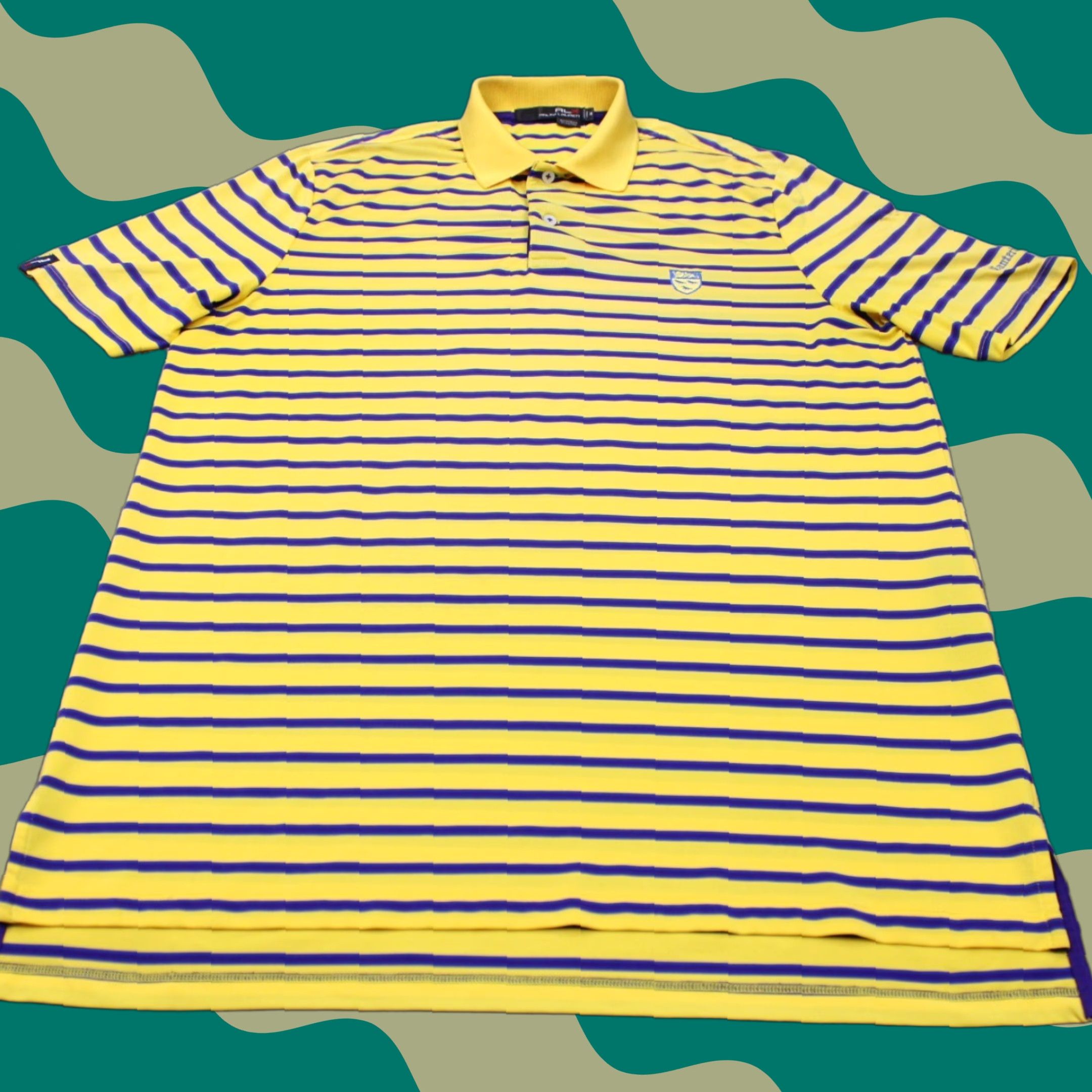 RLX Ralph Lauren RLX Ralph Lauren Polo Shirt Mens Medium Yellow/Blue Split Hem Polyester Stretch Polo Shirt Mens Medium Yellow/Blue Size US M / EU 48-50 / 2 - 1 Thumbnail