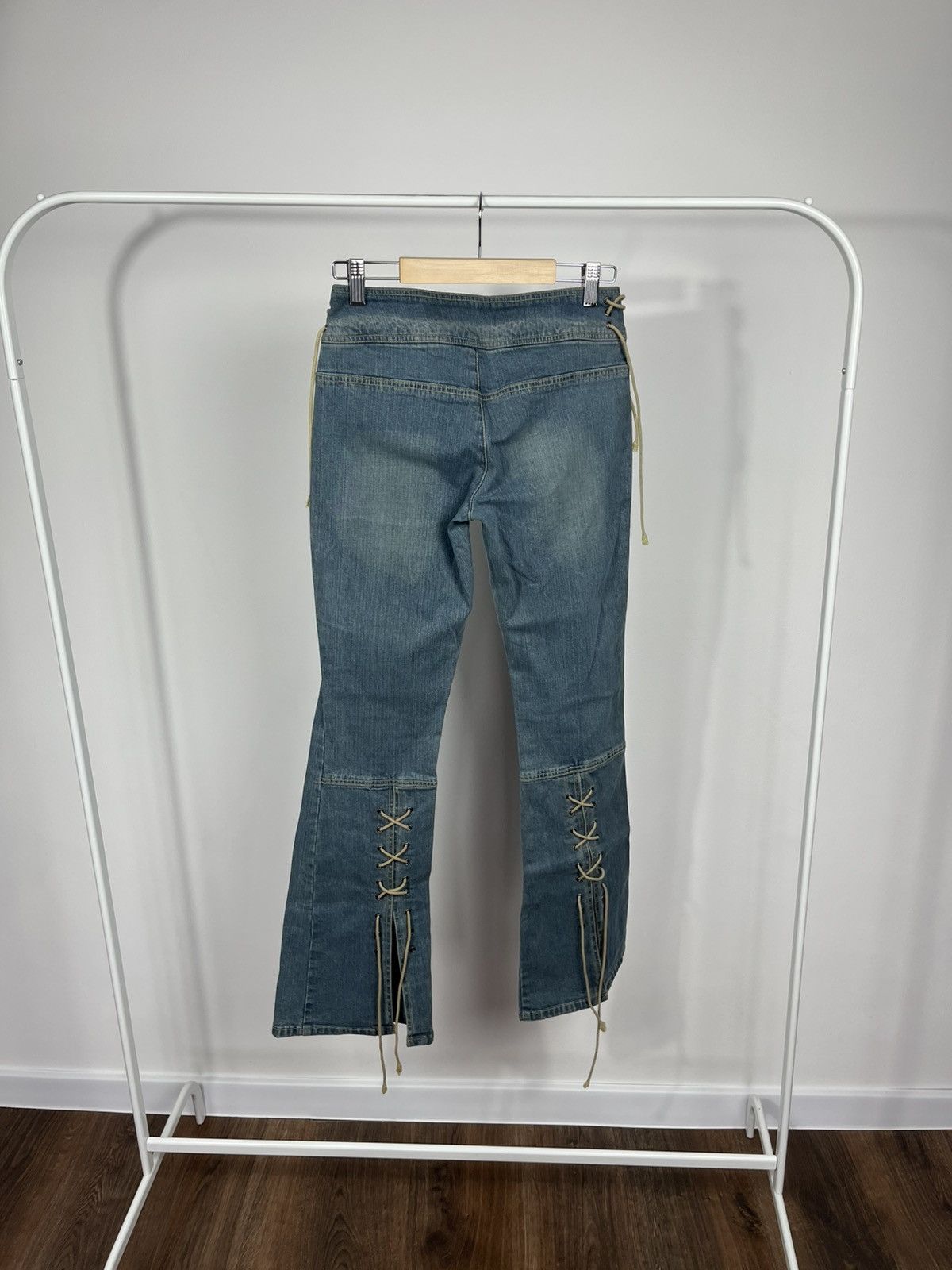 Other Womens Y2K Flare Jeans Low Rise Lace Up Denim Pants Size 27" / US 4 / IT 40 - 8 Thumbnail