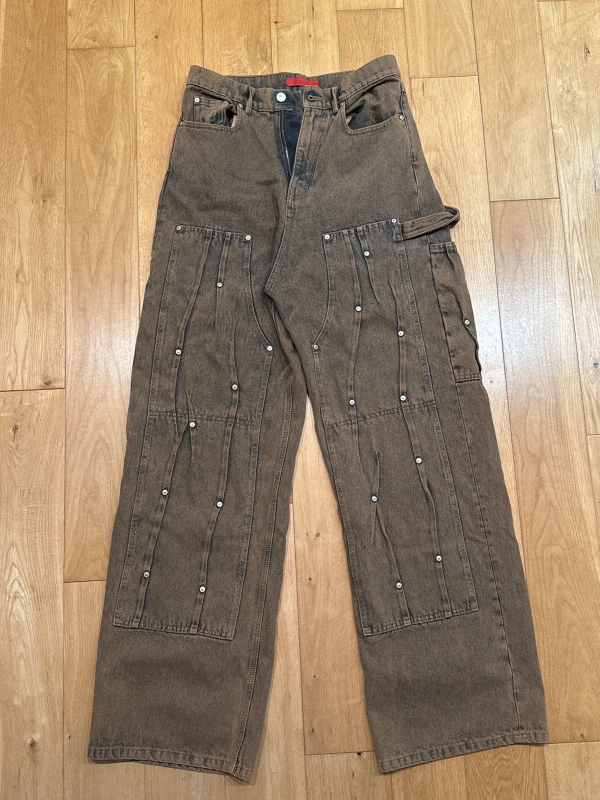 Kusikohc Brown Workwear Multi Rivet Jeans Size US 32 / EU 48 - 1 Thumbnail