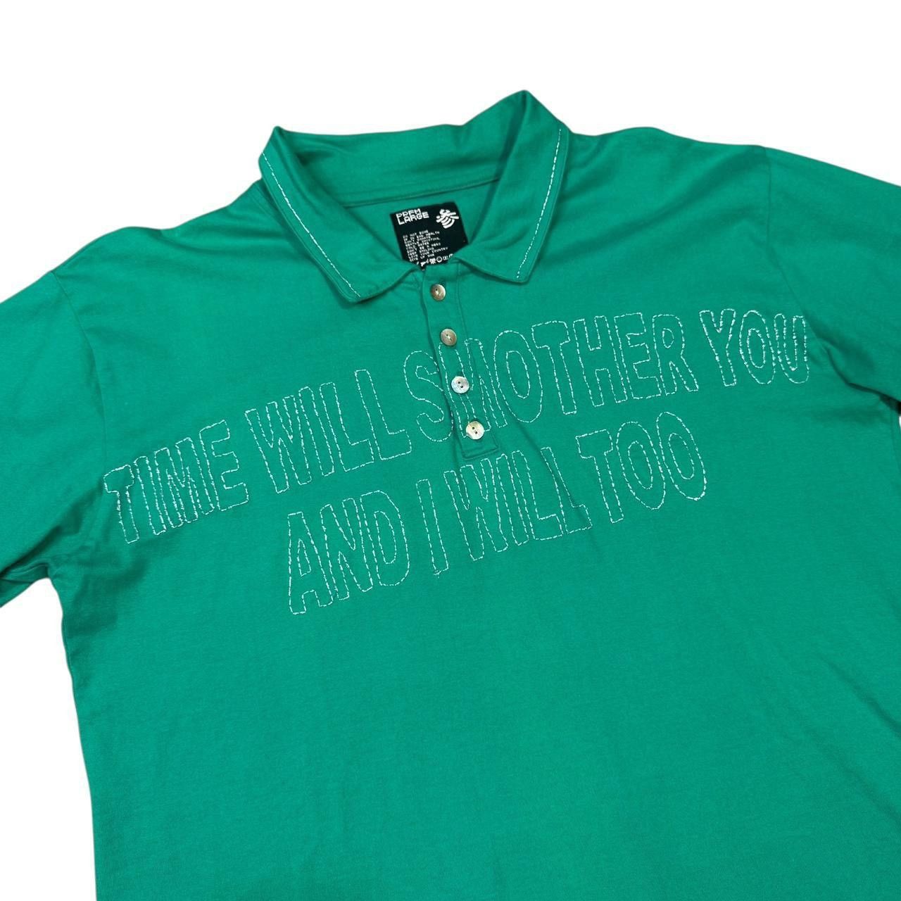 PPFM PPFM TIME WILL SMOTHER YOU & I WILL TOO Polo Shirt Green Y2K Size US L / EU 52-54 / 3 - 2 Thumbnail