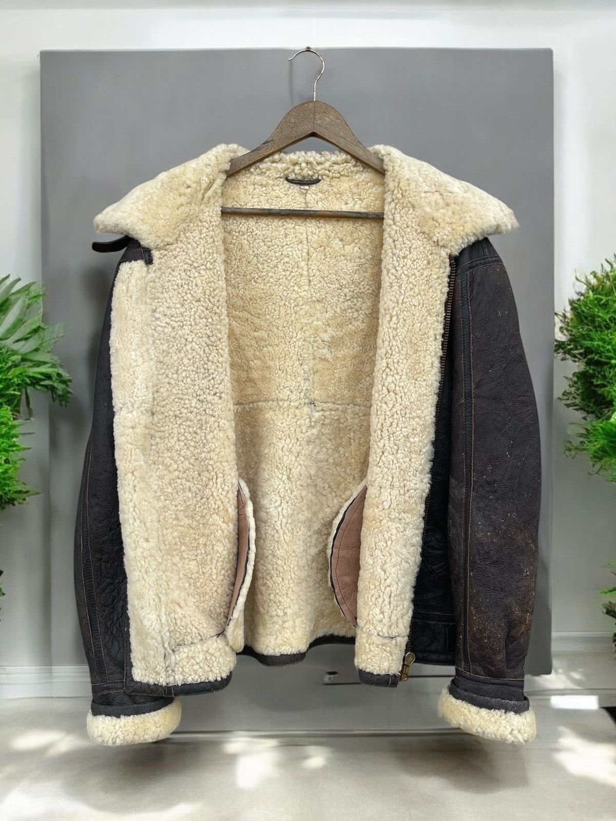 Japanese Brand × Vintage 🔥Vintage Echt Lammfell Sheep Skin Leather Jacket B-3 Style Size US L / EU 52-54 / 3 - 3 Thumbnail