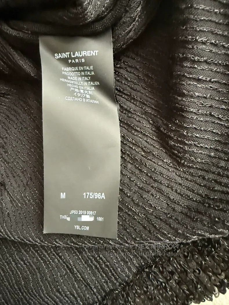 Saint Laurent Paris Saint Laurent Paris Black Sequin Polo Shirt Size US M / EU 48-50 / 2 - 3 Thumbnail