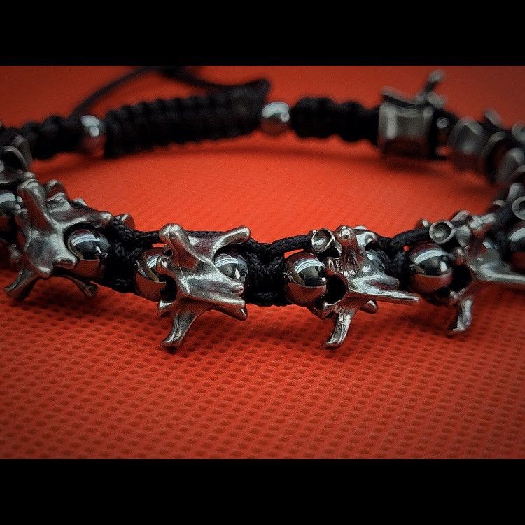 Other gothic vertebrae hematite beaded cord bracelet Size ONE SIZE - 3 Thumbnail