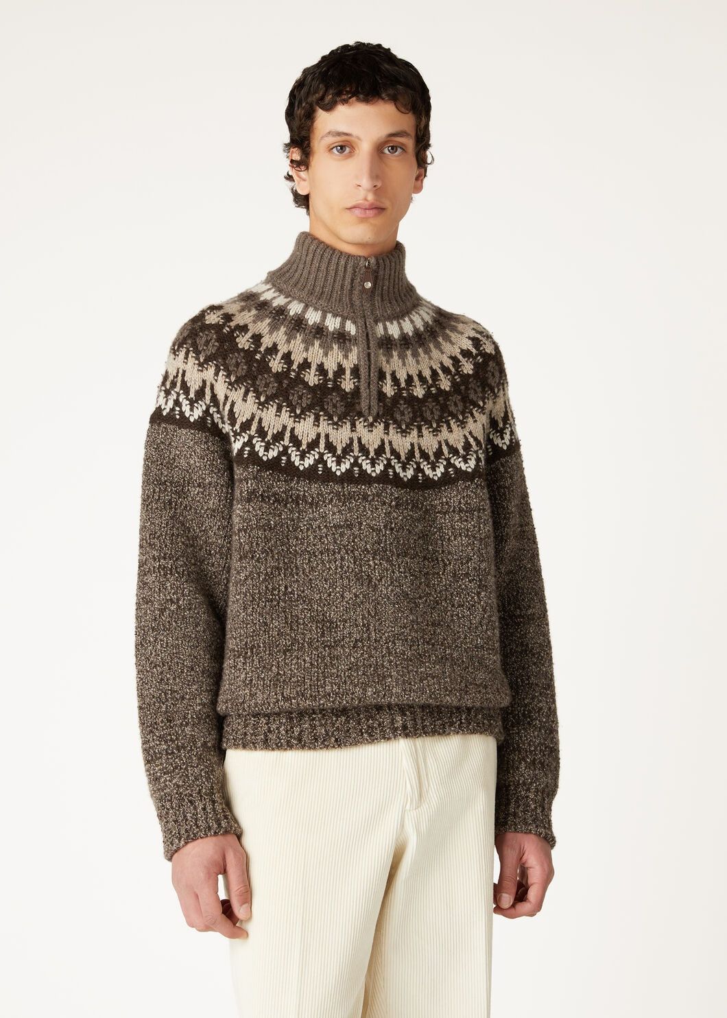 o1w1db10725 FAO6308 Alpe Pile Half-Neck Sweater in Multi Menswear
