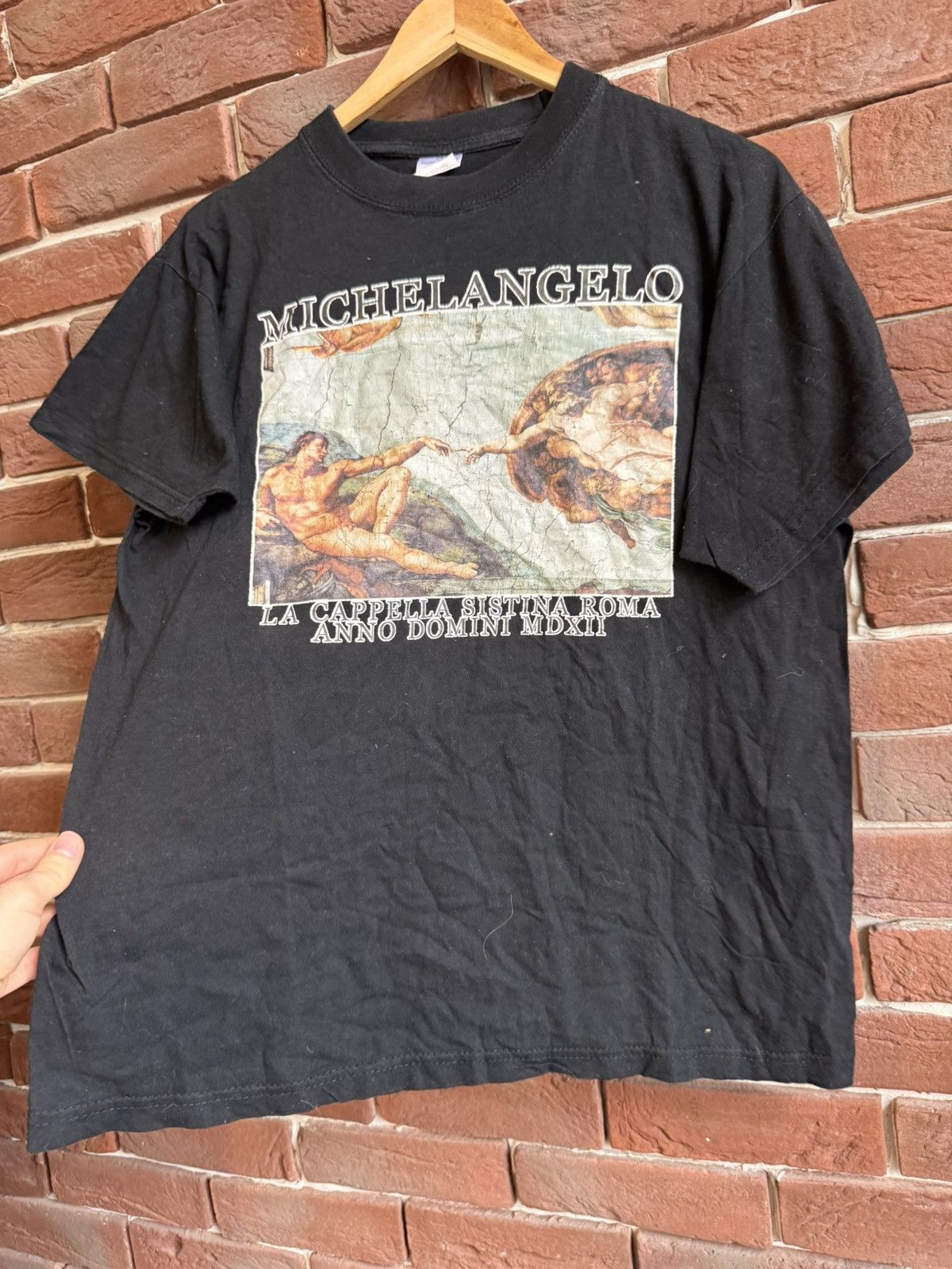Vintage Vintage 90s Michelangelo Art Tshirt Hype Band Designer M Bl Size US M / EU 48-50 / 2 - 2 Thumbnail