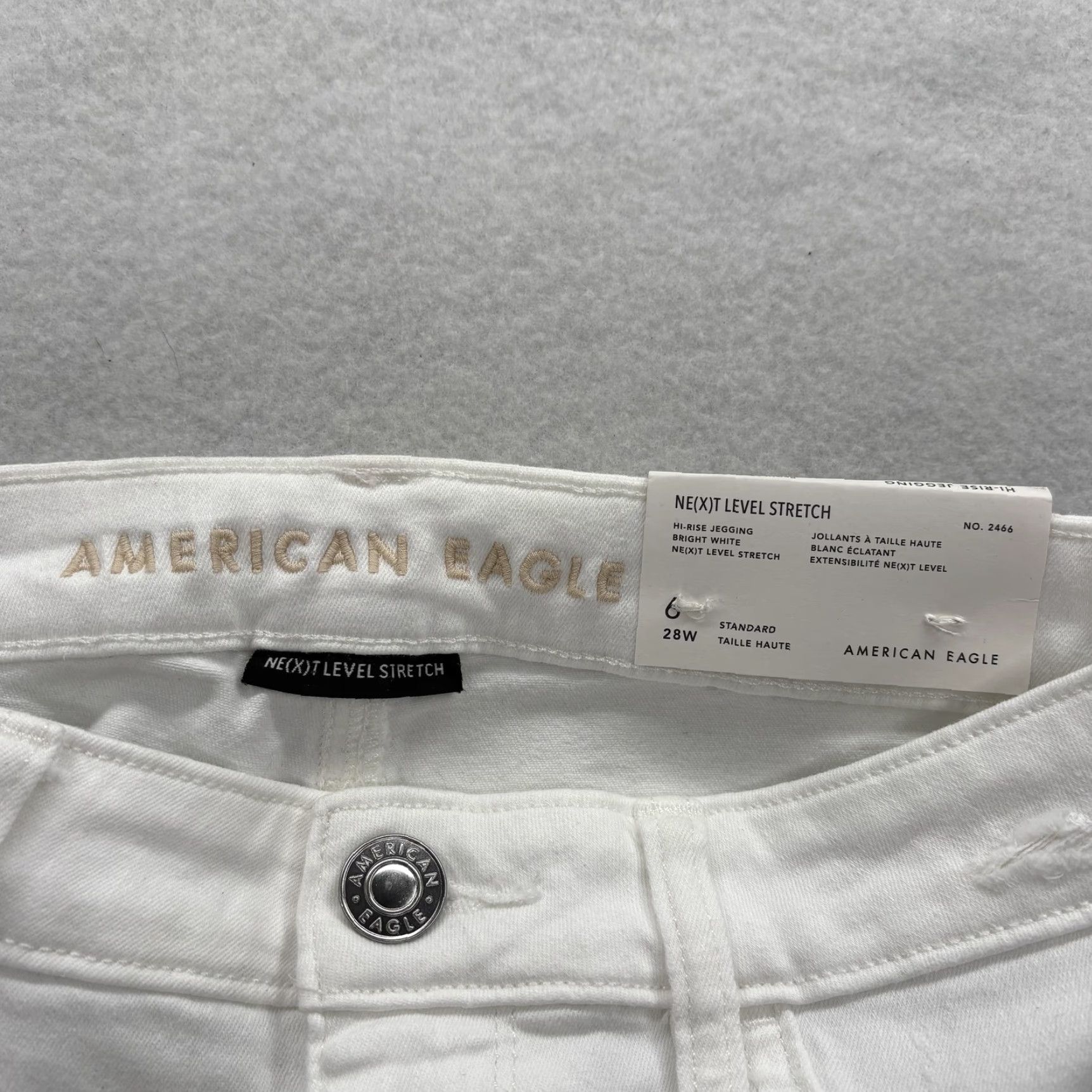 American Eagle Outfitters American Eagle High Rise Jegging Jeans Womens 6 White Distressed Stretch Denim Size 28" / US 6 / IT 42 - 4 Thumbnail