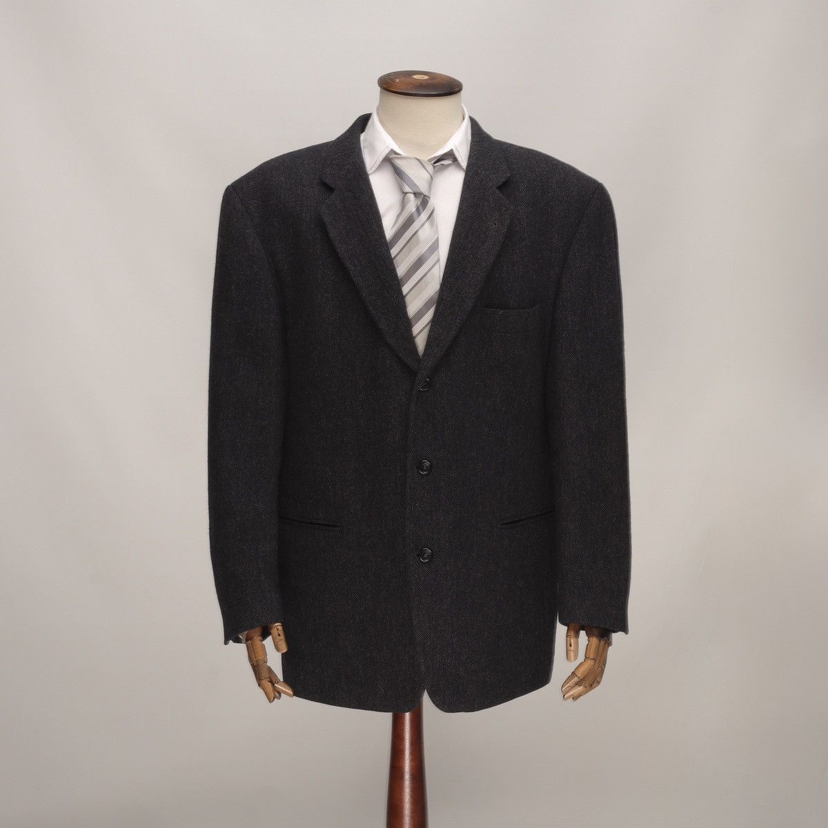 Hugo Boss Vintage Blazer Jacket Hugo Boss Lambs Wool Dark Gray Size 46R - 1 Thumbnail