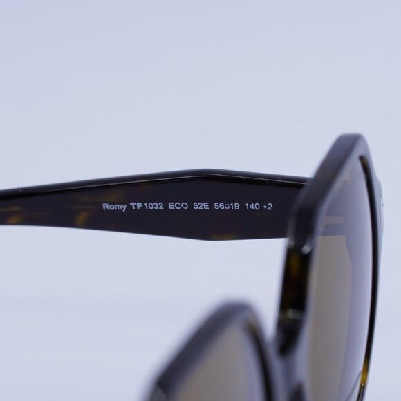 Tom Ford Tom Ford Romy FT1032 52E Sunglasses Havana Geometric Frame Size ONE SIZE - 4 Thumbnail