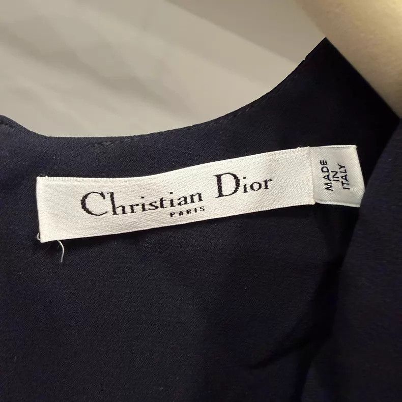 Dior Dior Dark blue V-neck irregular hem mid-sleeve dress Size XS / US 0-2 / IT 36-38 - 2 Thumbnail