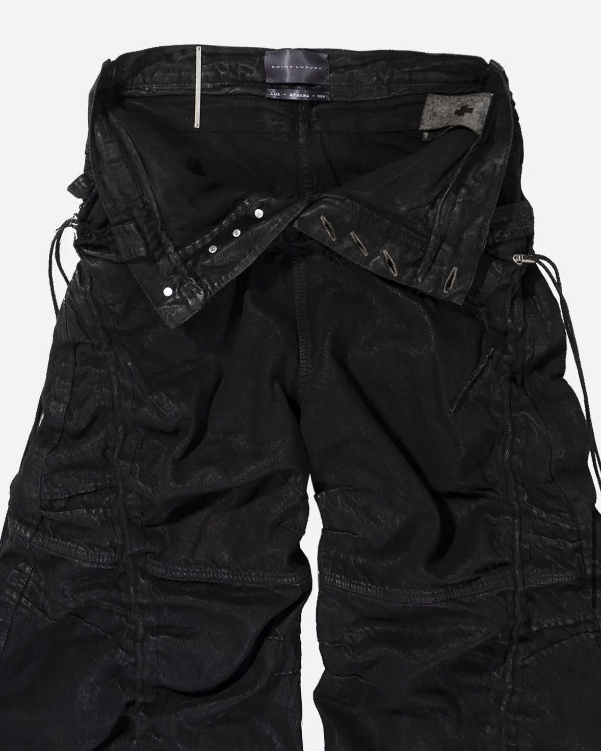 SHINE LUXURY “Truckerstar” Layered Distressed Jumbo Baggy Denim Size US 32 / EU 48 - 3 Thumbnail
