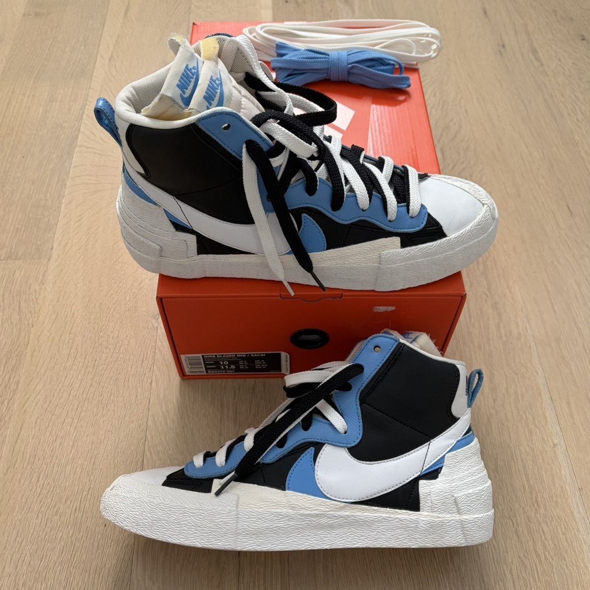 Nike × Sacai Nike x Sacai Blazer Mid Black Legend Blue 2019 BV0072-001 Size US 10 / EU 43 - 1 Thumbnail